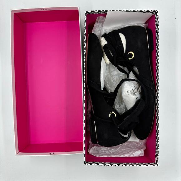 DVF Diane von Furstenberg Dakar Lace Up Ballet Style Flats Suede US 6.5 BLACK - Picture 9 of 11